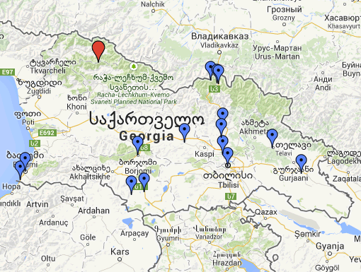 Mapa Gruzie